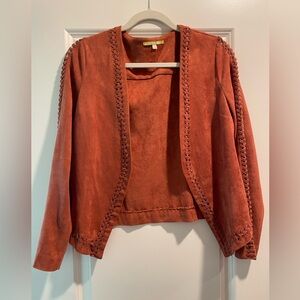 Gianni Bini faux suede jacket size small, rust-colored